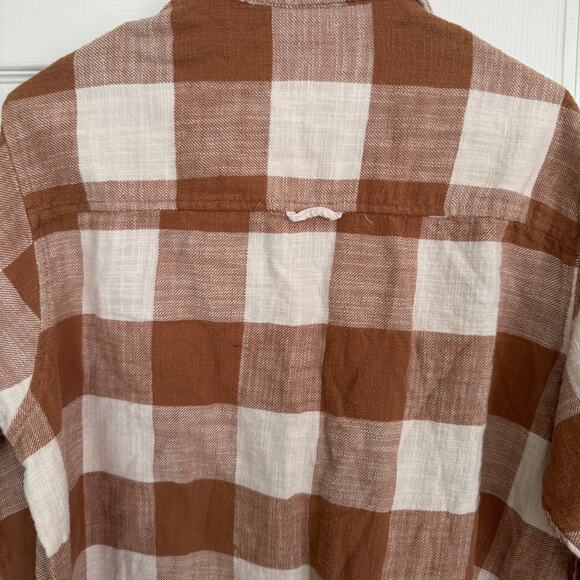 American Eagle Top Women's Brown Plaid Button Down Long Sleeve Sz M - Picture 4 of 9